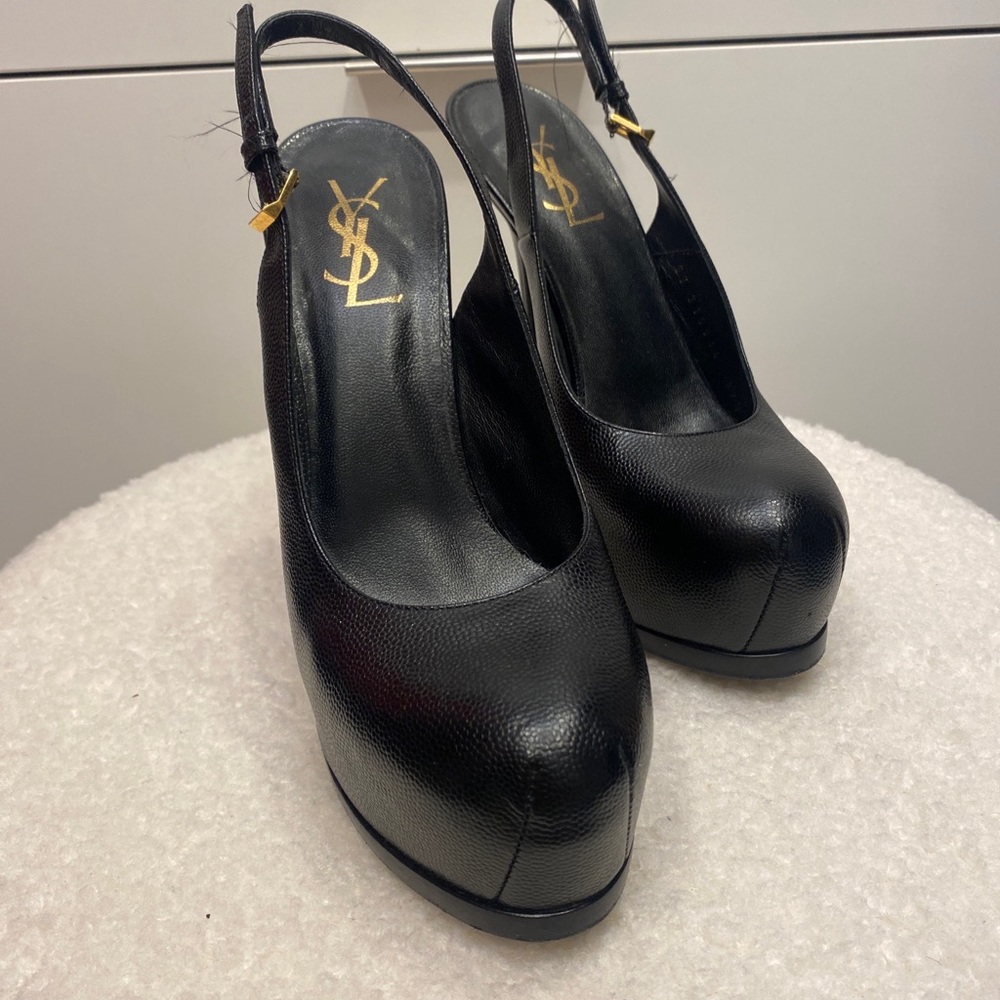 Yves Saint Laurent YSL Tribute Platform Slingback Black 37.5